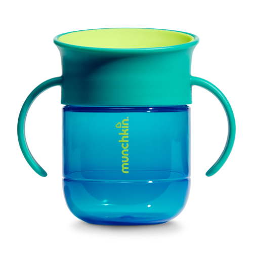 Munchkin Miracle 360 Toddler Sippy Cup with Spill-Proof Valve, Trainer Handles, 6+ Months, 7 oz, Dark Blue