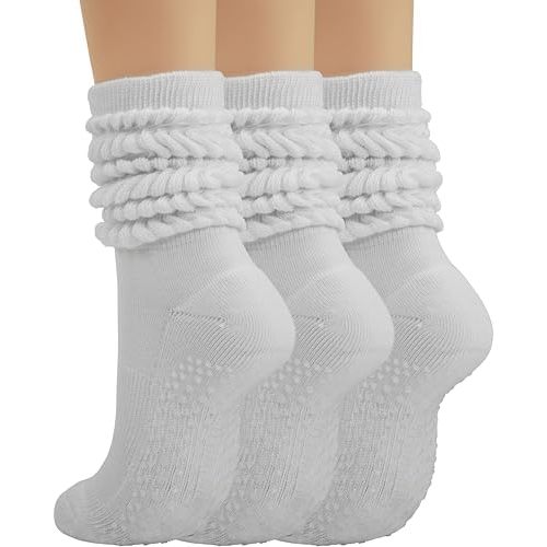 BomKinta Pilates Socks with Grips for Women - Yoga Grippy Slouch Scrunch Sock - Slipper Socks for Barre Workout Hospital