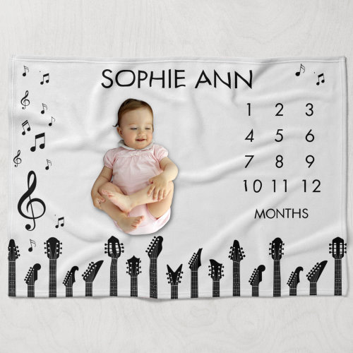 Guitar Milestone Blanket: Musical Notes Baby Month Blanket