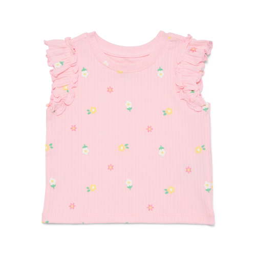 Wonder Nation Baby Girls Tee with Flutter Sleeves, Sizes 0-24 Months