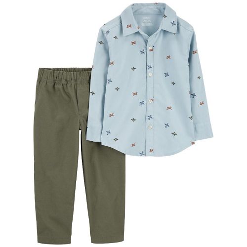 Baby Boy Carter's Airplane Print Button-Up Shirt & Pants Set