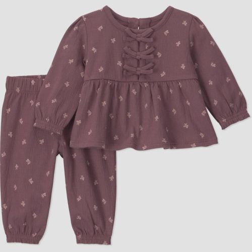 Little Planet By Carter's Baby Girls' 2pc Top and Bottom Sets - Brown 3M
