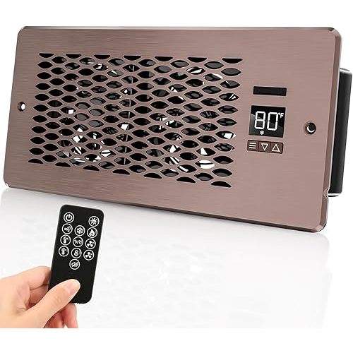 Built-in Register Booster Fan with Cover for Air Heat Vent with Fan,Fits 4"x10" Duct/Ceiling/Floor Vents, Improves AC & Heating/Cooling,Quiet 10-Speed Household/Bedroom Ventilation,smart,Bronze