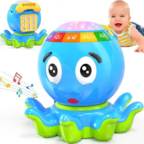 Wanonoo Blue Crawling Baby Toys for 18+ Months, Early Learning Educational Toy with Light & Sound, Musical Toys for Toddlers, Birthday Toys for Baby Boys Girls