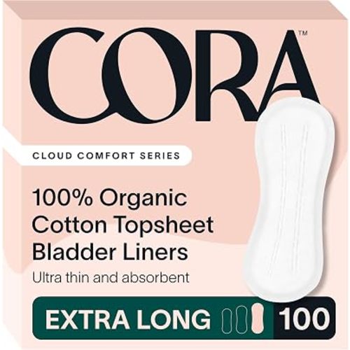 Cora 100% Organic Cotton Topsheet Bladder Liners (100 Extra Long Liners)