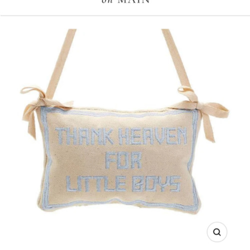 Two's Company | Thank Heaven Embroidered Pillow Door Hanger Décor