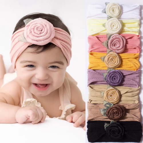 Dalrosia 8PCS Baby Girls Flower Headbands Soft Nylon Newborns Headbands Hair Bows Elastic Hairbands Hair Accessories for Newborns Infants Toddlers Girls Kids