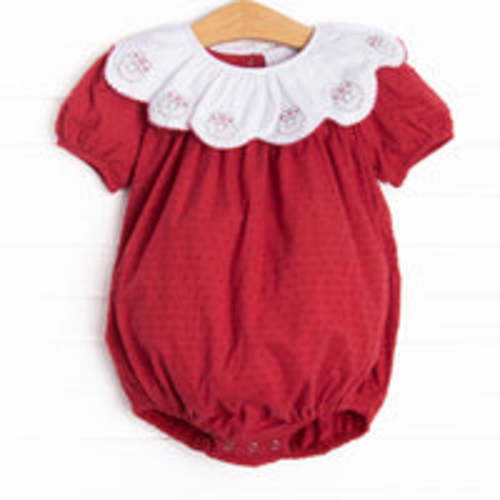 Tis the Season Embroidered Swiss Dot Bubble, Red – Stitchy Fish