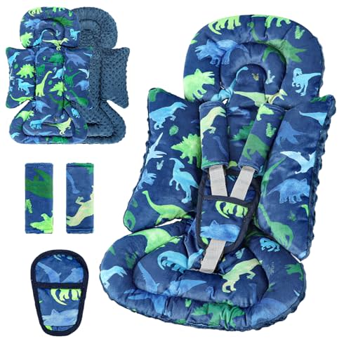 TANOFAR Car Seat Head Support Baby - Infant Car Seat Insert for Newborn Girls Boys - Soft Carseat Head Support for Infant - Newborn Carseat Insert for Car Seats, Strollers, Swings, Bouncer (Dinosaur)