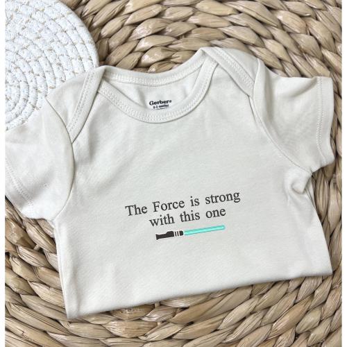 Wars Embroidered Baby Onesie: "The Force is Strong" Unisex Bodysuit