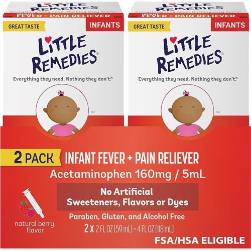 Little Remedies Infant Fever & Pain Reliever, Natural Berry, 2 Fl Oz, 2 Pk