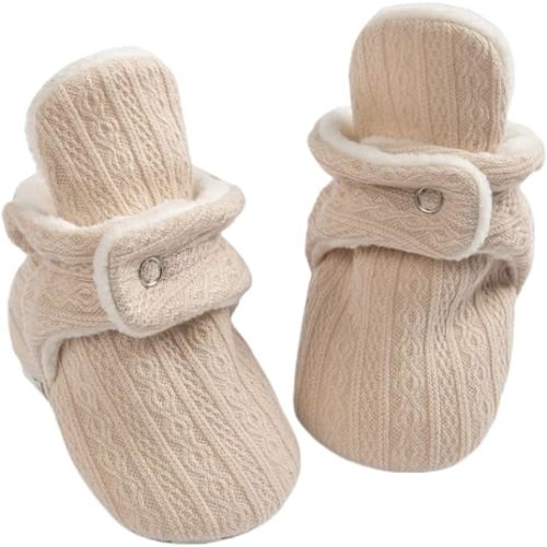 KIDSUN Infant Baby Boy Girl Cozy Fleece Bootie Newborn Stay On Slipper Winter Warm Gripper Non-Slip Crib Shoes