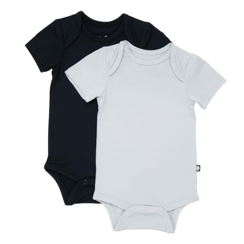 KYTE BABY Unisex Bodysuits, 2-Pack Short Sleeve Baby Bodysuits, 97% Rayon made from Bamboo, 3% Spandex