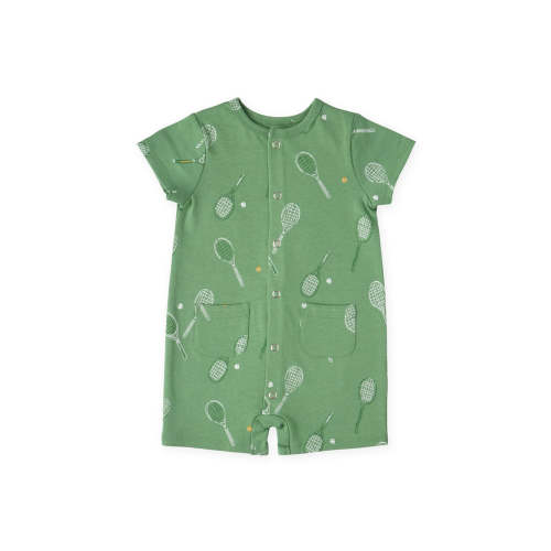 Pehr- Short Sleeve Pocket Romper - Doubles Green