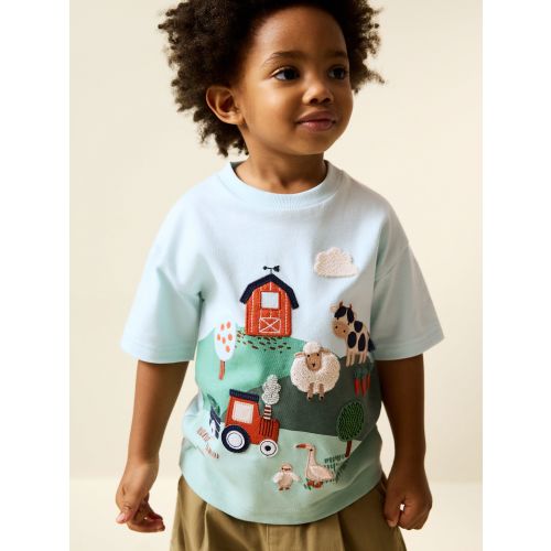 Green/Blue Farm Short Sleeve Appliqué T-Shirt (3mths-7yrs)