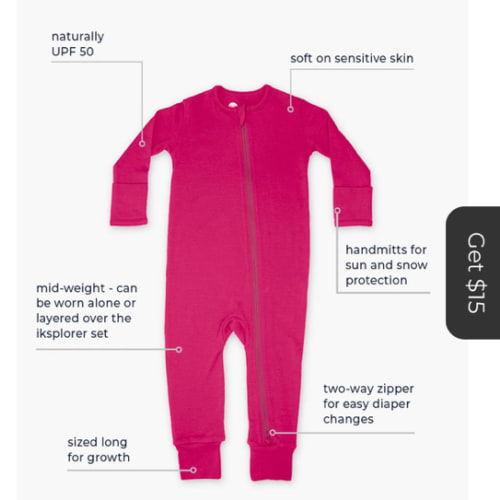 Iksplor Baby Zippy | Soft, Washable Midweight Merino Wool