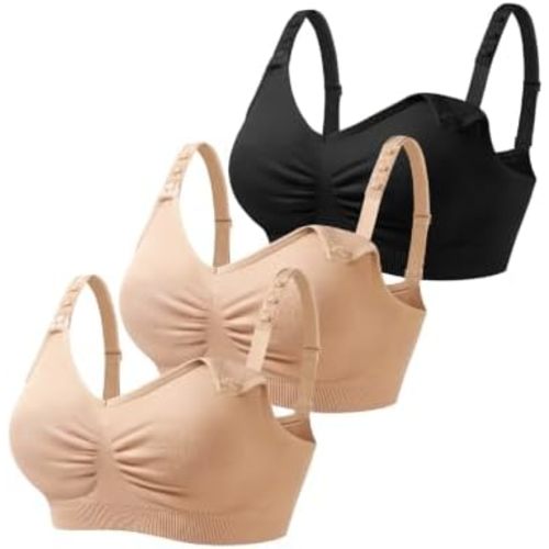 HOFISH 3PACK Full Bust Seamless Nursing Maternity Bras Bralette S-XXL with Extra Bra Extenders & Clips