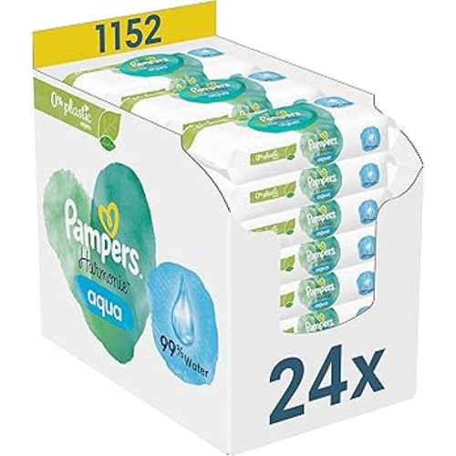 Pampers Aqua Harmonie Baby Wipes 0%, 1152 Wipes (Pack of 24 x 48), Fragrance and Alcohol-Free, 0% Plastic, With 99% Water and Plant Fibres and 0% Plastic, Dermatologically Tested : Amazon.com.be: Baby Products