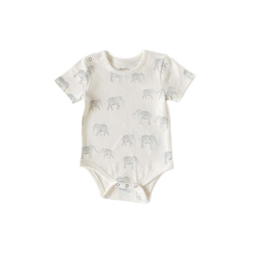 Short Sleeve Shoulder Snap One-Piece - Follow Me Elephant
