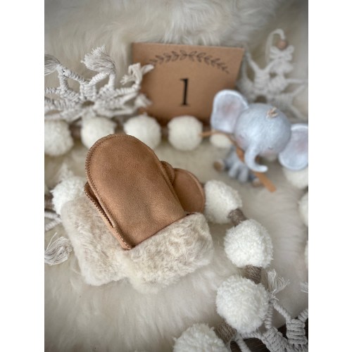 Follkee Kids Sheepskin Leather Mittens  Premium Quality Handmade 0-3T