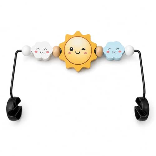 Wooden Baby Bouncer Toy Bar, Compatible with BabyBjörn Bouncers | Wooden toy bar with rotating toys. Secure clip-on mounts for BabyBjörn Bliss & Balance Soft. Tool-free, easy to clean