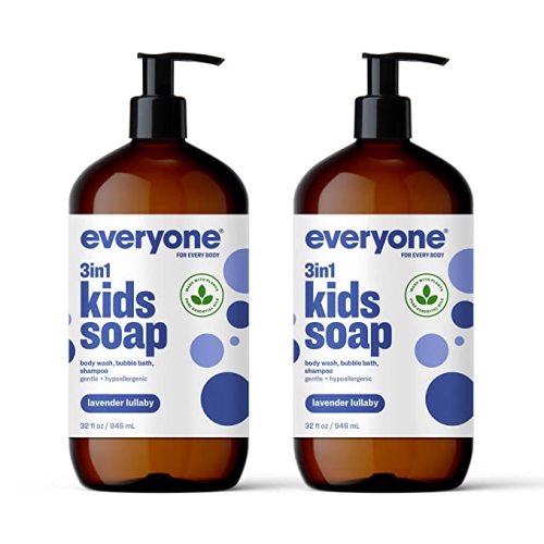Everyone 3-in-1 Kids Soap, Body Wash, Bubble Bath, Shampoo, 32 Ounce (Pack of 2), Lavender Lullaby, Coconut Cleanser with Organic Plant Extracts and Pure Essential Oils (Packaging May Vary) - 32 Fl Oz (Pack of 2)