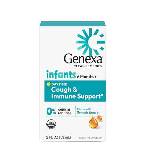 Genexa Baby Cough & Immune Support | 6 Months+ | Made Clean with Organic Agave & Zinc | Cough Syrup for Babies & Toddlers | Soothes Infant Cough & Supports Immune Health | 2 Fl Oz