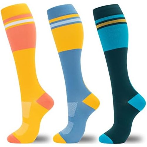 fenglaoda Compression Socks for Women Men 3 Pairs Graduated Compression Support Circulation Socks for Nurses