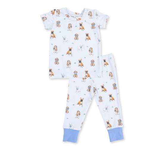 Bestie Dogs Blue - Short Sleeve Loungewear Set – Angel Dear