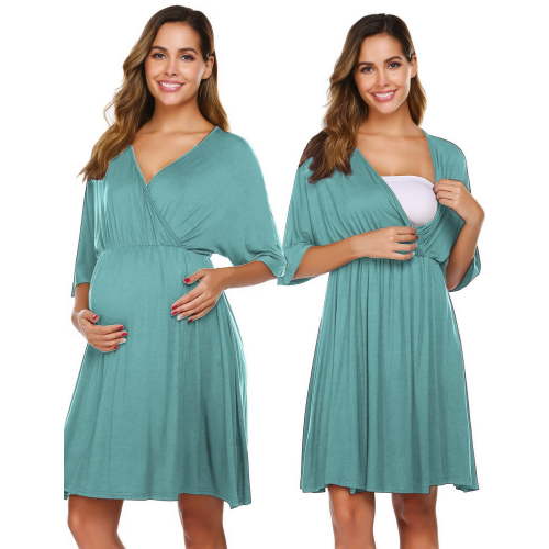 Oudiya 3 in 1 Labor/Delivery/Hospital Gown Maternity Dress Nursing Nightgown Sleepwear for Breastfeeding