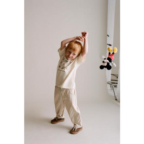 STRIPED BAGGY JEANS Ecru | ZARA