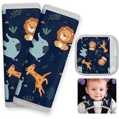 Seat Belt Cover Pad for Baby, Soft Seatbelt Cushion Covers for Kids 2Pcs Car Seat Strap Shoulder Pads for All Car Seats, Stroller, High Chair