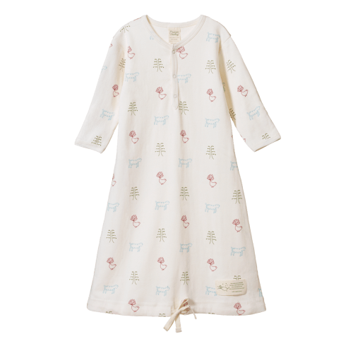 Cotton Sleeping Gown (Newborn, Nature print)