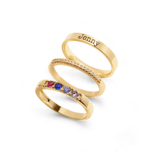 Personalized Name Birthstones Stacking Rings – Mint & Lily