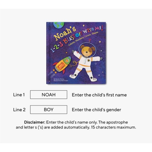 1-2-3 Blast Off With Me Personalized Board Book