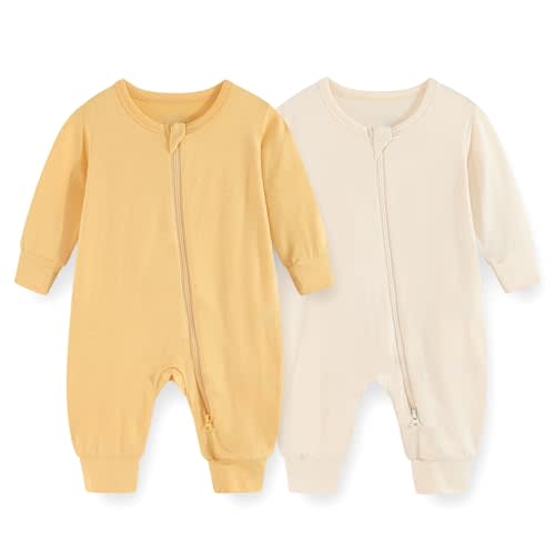 JELYLOVE Unisex Rayon Made from Bamboo Zipper Baby Boy Girl Rompers 2 Pcak Long Sleeve Infants Jumpsuits New Born Clothes