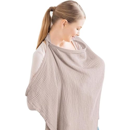 Konssy Muslin Nursing Cover Up for Breastfeeding with Rigid Hoop