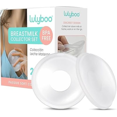 Lulyboo Reusable Silicone Breast Shells Set - 2 Pack Milk Collectors for Breastfeeding, Leak Prevention, Sore Nipples Relief, BPA-Free, Soft Flexible Milk Saver, Discreet & Easy to Clean