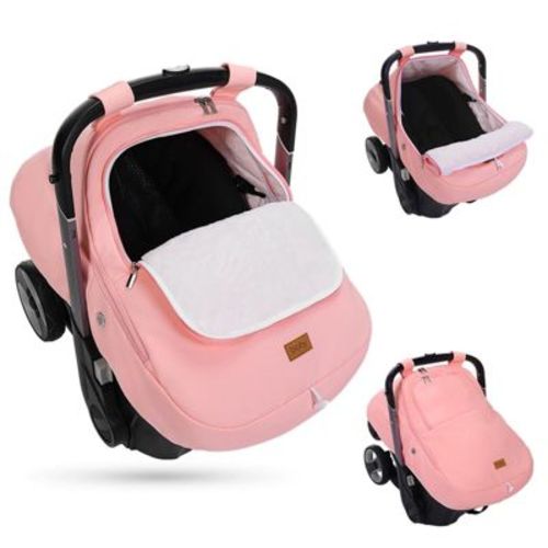 Bioby Baby Car Seat Cover - Universal Fit Winter Infant Car Seat Cover with Zipper, Warm Fleece Lining, Pink