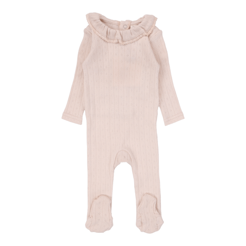 Fine Pointelle Collar Footie - Petal Ruffle