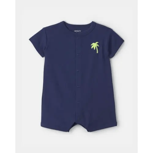 Baby Boy 'Surf Club' Short-Sleeve Romper - Navy Blue | Carter's