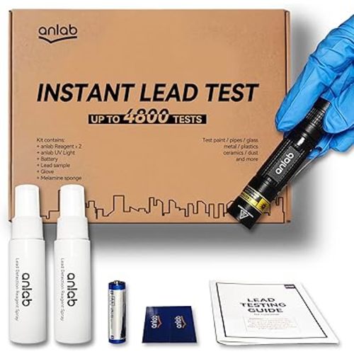 Lead Test Kit for Paint, Ceramics & More | Instant Lead Test | Up to 4800 Uses| Fast, Accurate Results | UV Light Visible (Lead Test)