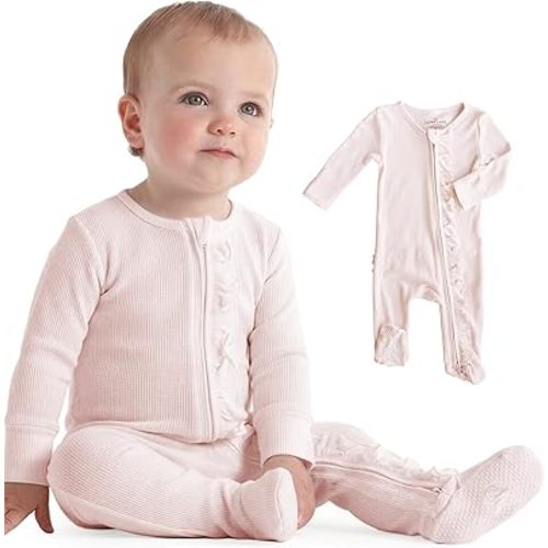 Caden Lane Waffle Zipper Footie | Pearl Pink