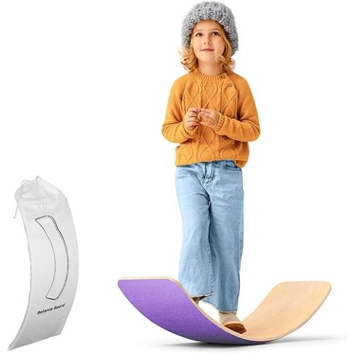 Ultimate Wooden Wobble Balance Board for Kids by bagacootha – Wooden Toddler Toys & Kids Rocker for Endless Play & Imagination | 32" Wobble Balance Board with Felt Base.