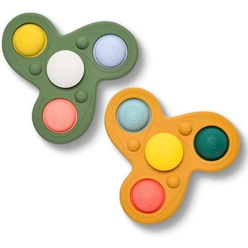 Silicone Suction Cup Spinner Toy for Babies&Toddlers – Food-Grade Safe & Fun Sensory Toy for Teething & Play – Perfect Baby Bath, High Chair & Travel Toy, Ideal Baby Gift for 1-3 (Planet Style)
