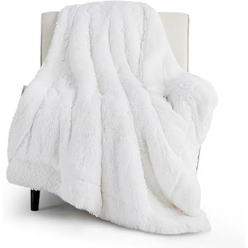 Bedsure GentleSoft Fluffy White Throw Blanket, White Decor Fuzzy Gifts for Women, Soft Cozy Furry Sherpa Fleece Plush Thick Warm Shaggy Faux Fur Throw Blanket for Couch, Bed, Camping, Travel, 50x60