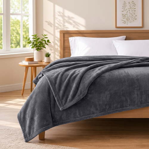 Ameha Cozy Fleece King Blanket 90x108 – Soft Lightweight Plush Blanket for Bed, All Season Comfort, Gray