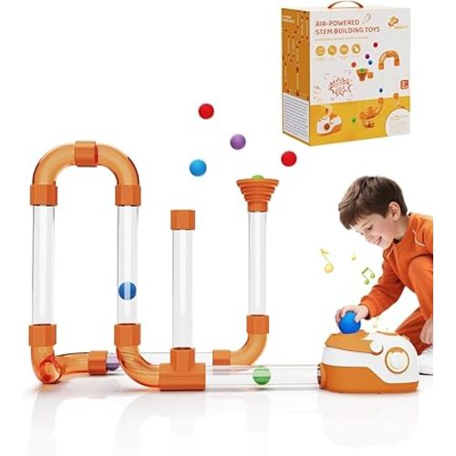 Air-Powered STEM Building Toys - Rechargeable & Play While Charging, Bluetooth Learning Toys with Wireless Music Play, STEM Toys for 3+ Year Old, Boys & Girls Birthdays Gifts for Kids