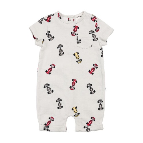 Race Cars Cotton Rib Romper, 9M