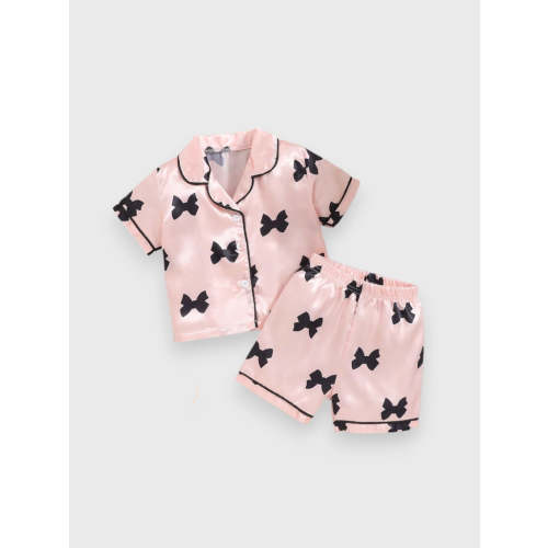 Baby Girl Bow Satin Pyjama Set
